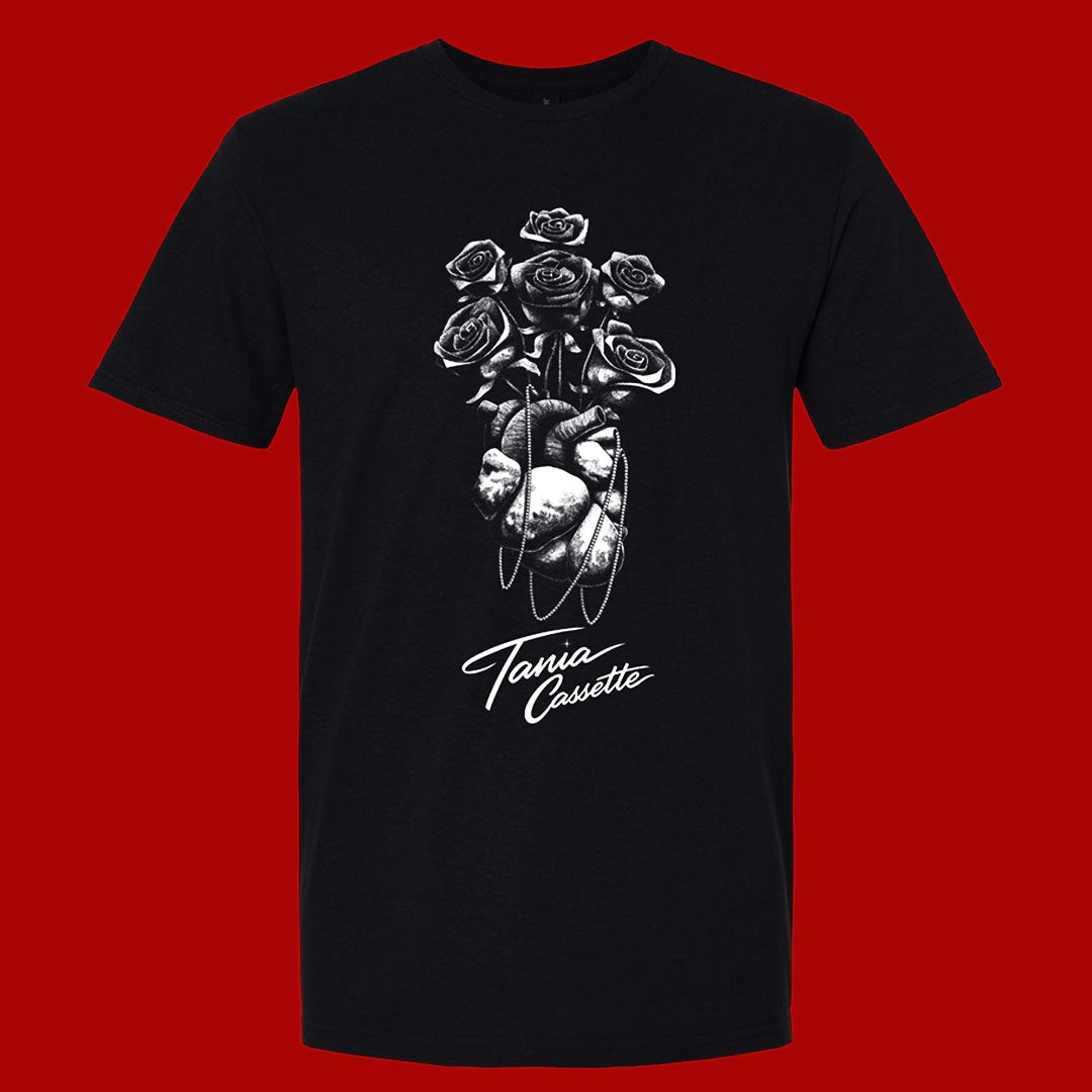 Tania Cassette B&W Rose-Heart T-Shirt